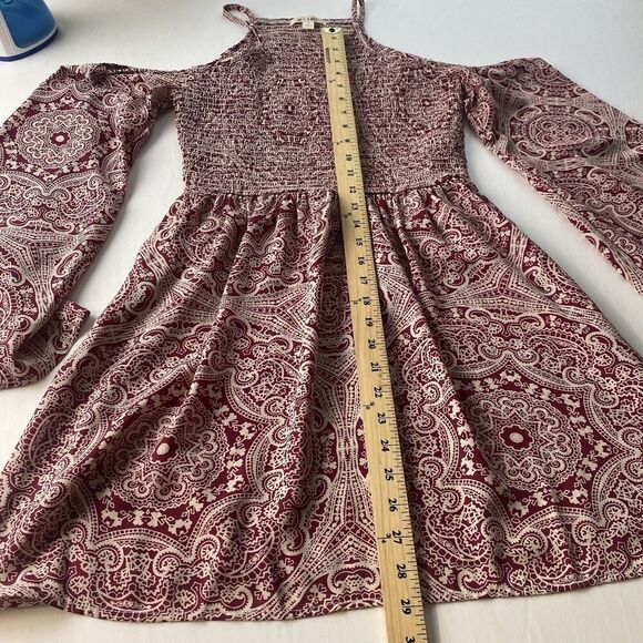 Mi Ami Women’s Smocked Open Shoulder Dress Deep Pink Small Pre Owned - Picture 5 of 16